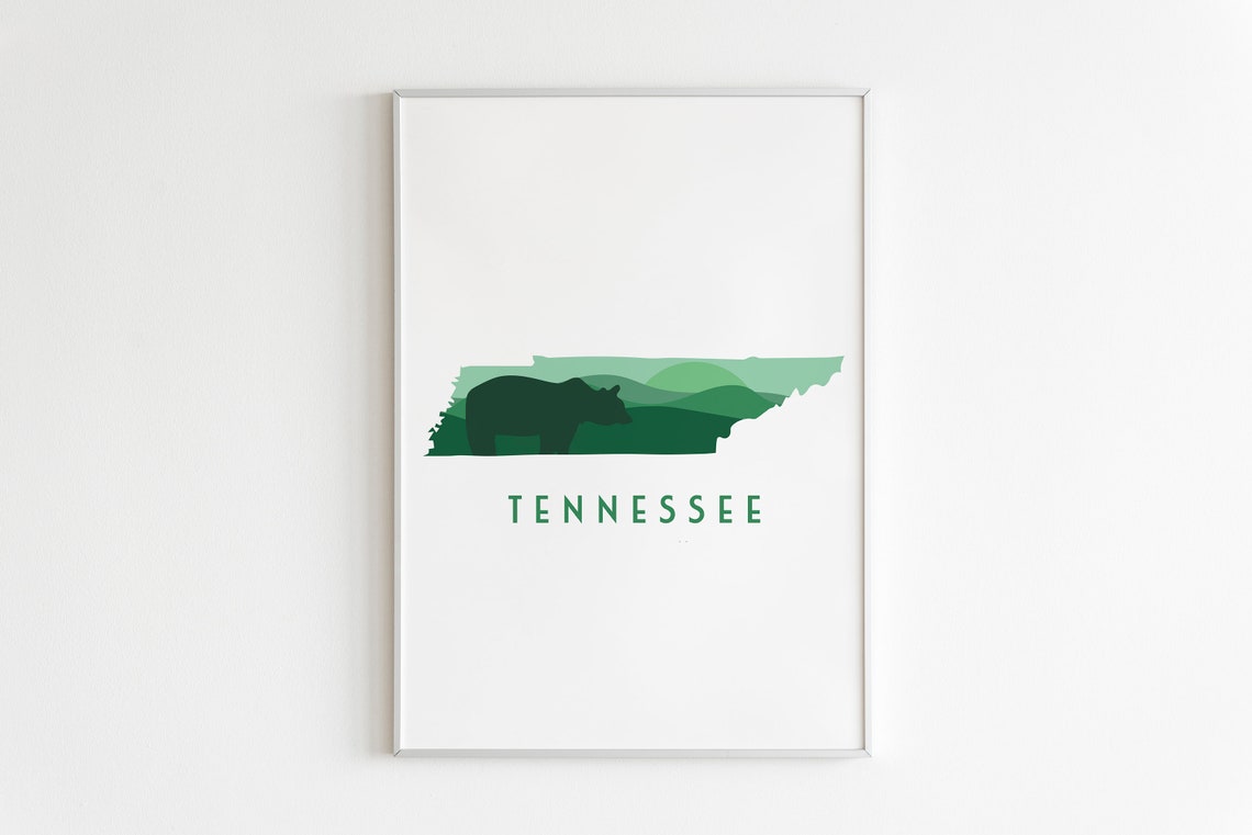 Tennessee Forest Green Black Bear Mountain State Shape Poster