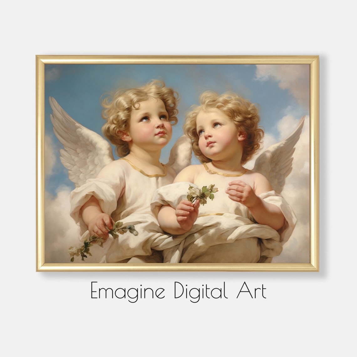 Cherubs In Heaven Angels Religious Art Print