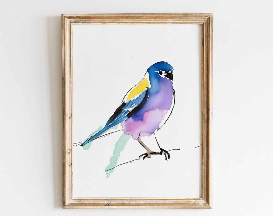 Small Parrot Watercolor Sketch, Nursery Decor