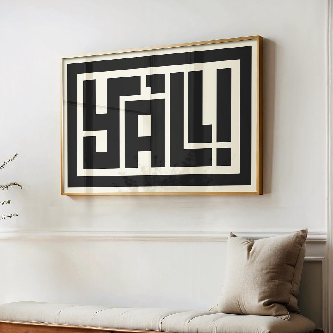 Yall Typography Print Modern Rustic Southern Wall Art Bold Minimalist Black And Cream Texas Inspired Home Decor