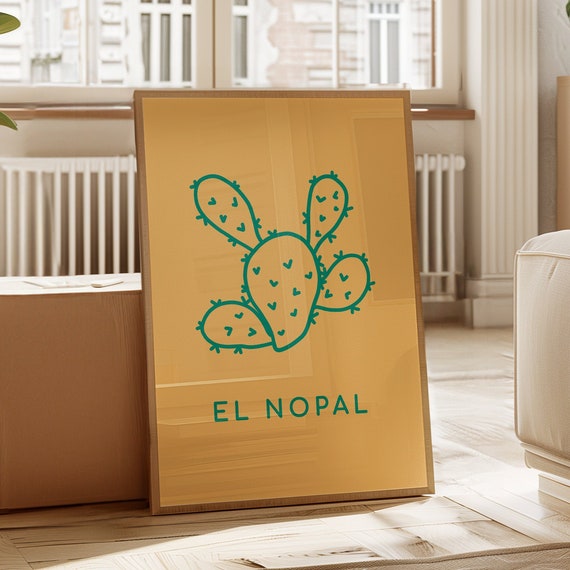El Nopal Art Print Mexian Loteria Prints Boho Minimalist Prints Bohominimalistdecor Cowboy Art Physical Poster Print Shipped To You