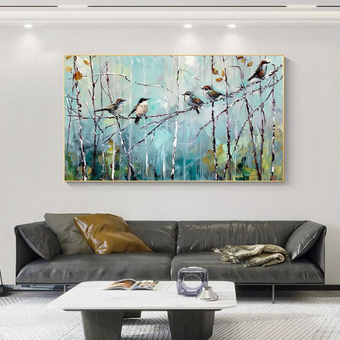 Cheerful Songbirds Perched On Bare Branches Impressionist Art Poster - Image 6