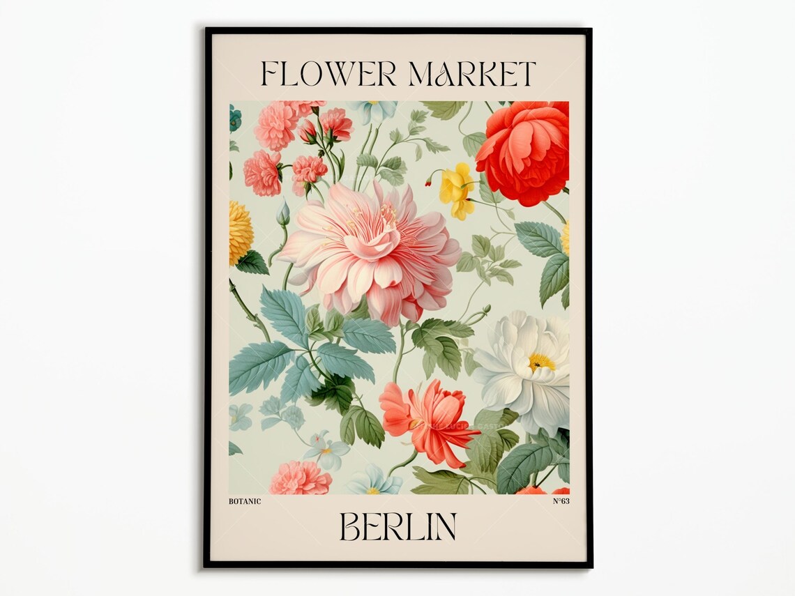 Flower Market Berlin Botanic Pastel Botanical Garden Art Poster