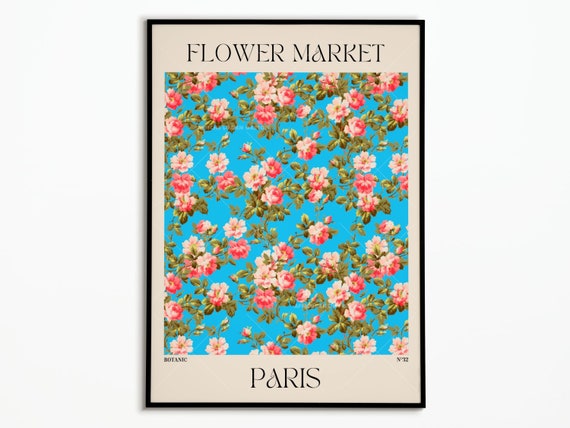 Flower Market Floral Poster, Botanical Wall Decor