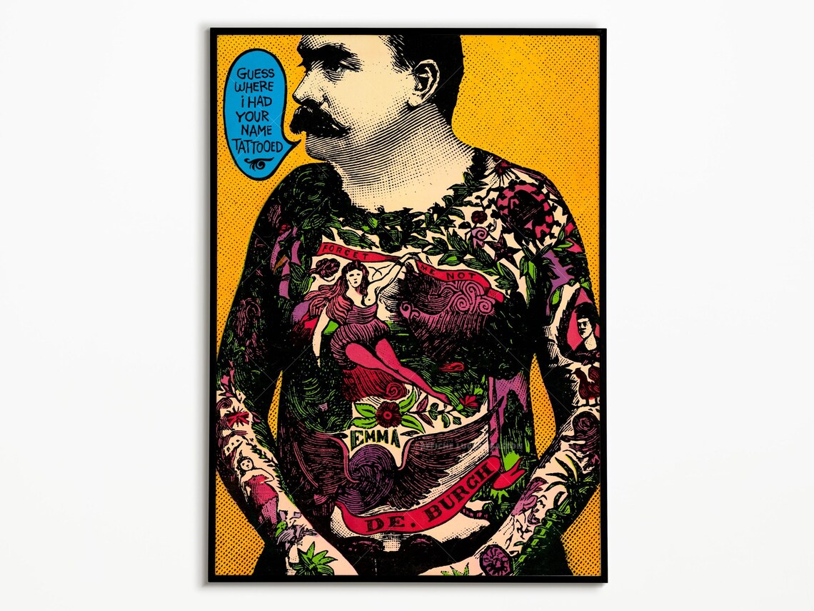 Vintage Tattoo Poster, 70s Style Art Print