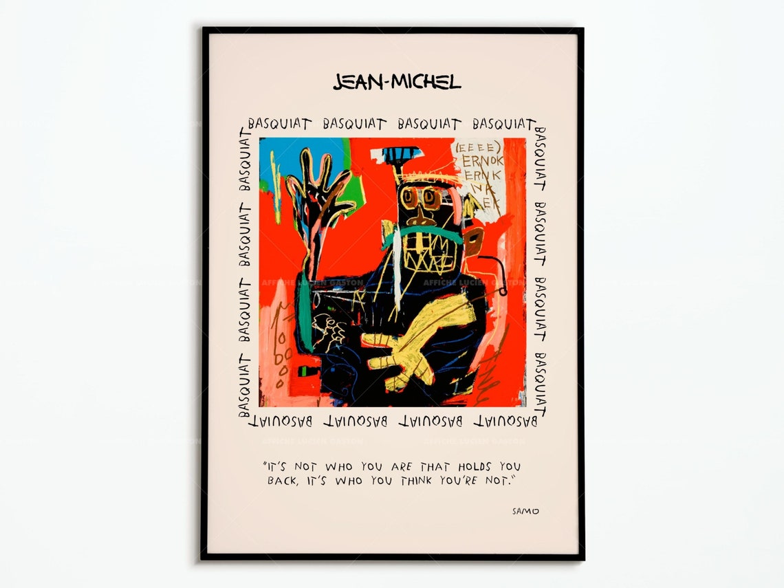 Jean-Michel Basquiat Policeman Red Background Motivational Art Poster