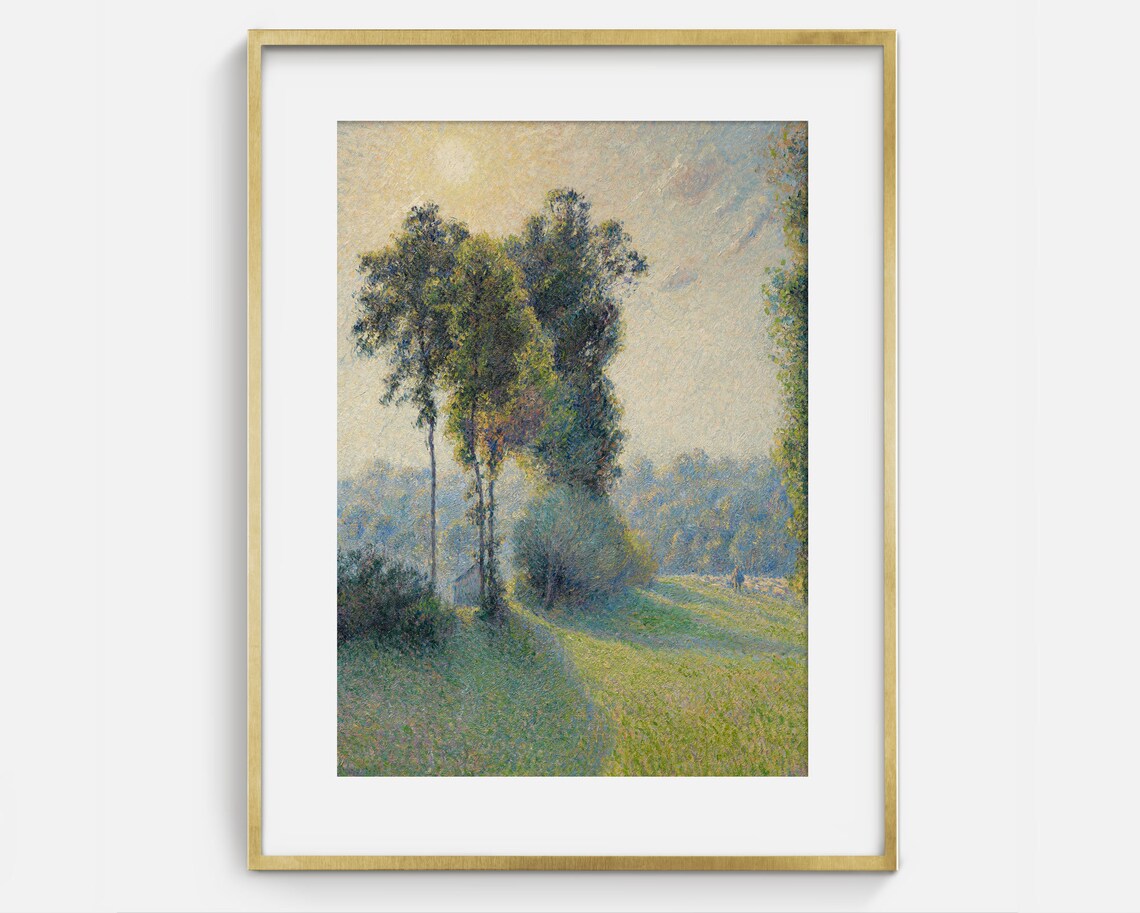 Vintage Landscape Art Vertical Painting Print Of Trees - Image 2