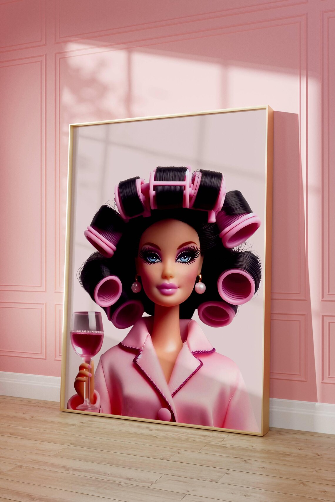 Pink Diva Retro Doll Poster, Vintage Doll Art Print