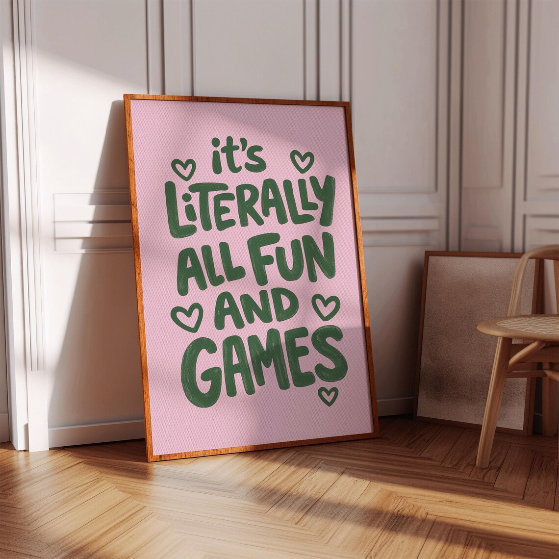 Positive Quote Wall Art Its Literally All Fun And Games Pink Print Digital Download