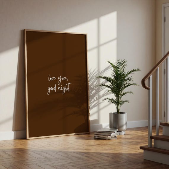 Love You Good Night Print Bedroom Wall Art Minimalist Quote Poster Digital Download