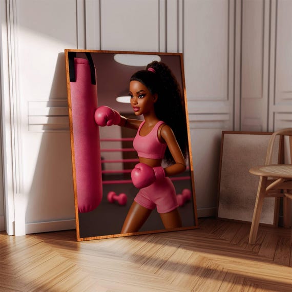 Pink Boxing Poster Girl Boxer Gift Sports Art Print Digital Download