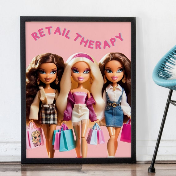 Retro Doll Poster Girly Retail Therapy Art Digital Download