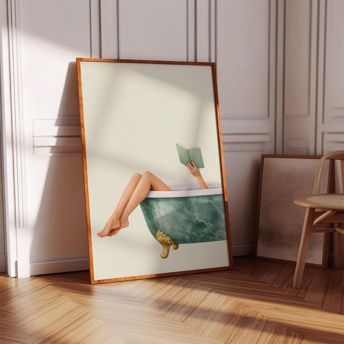 Green Bathtub Print, Chic Spa Bathroom Art