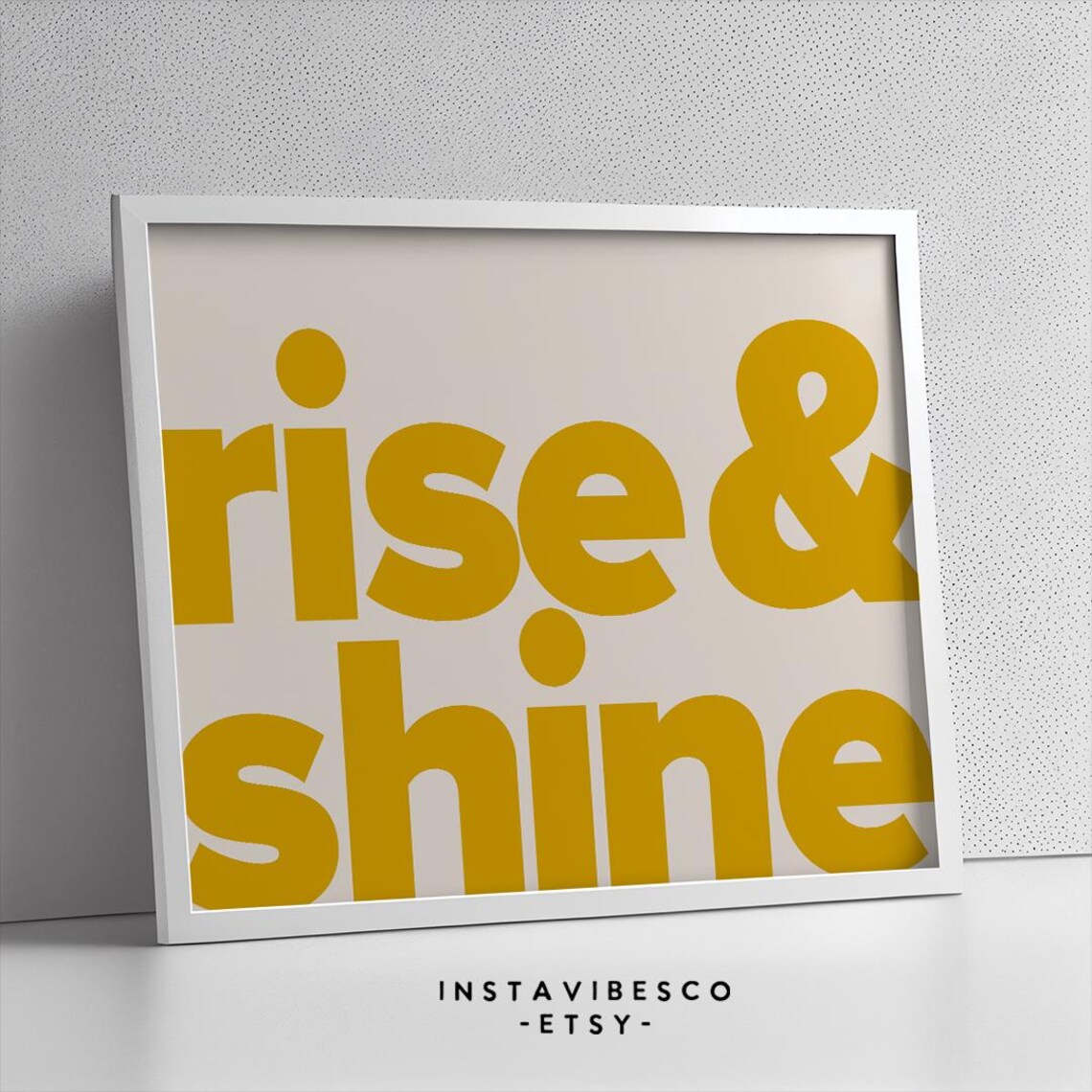 Rise and Shine Bold Mustard Typography Poster Kitchen Bedroom Wall Decor - Image 2