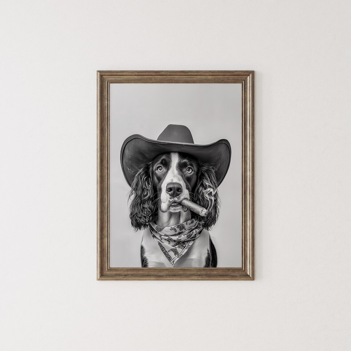 Springer Spaniel Cowboy Western Art Print - Image 2