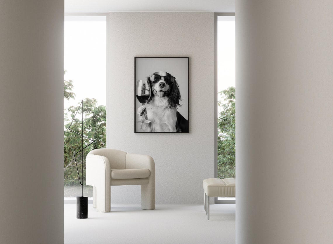 Springer Spaniel Wine Toast Funny Dog With Sunglasses Drinking Poster - Image 3