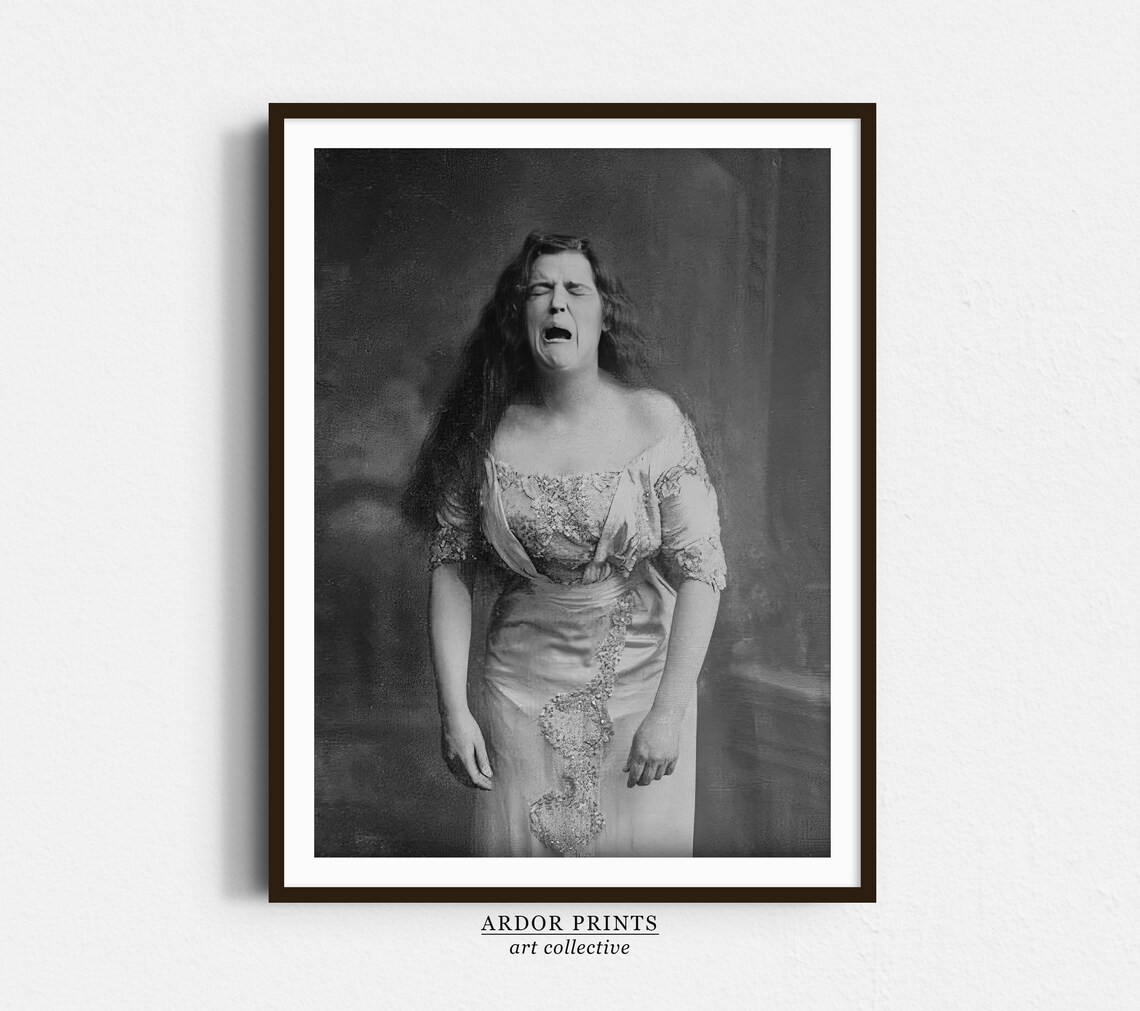 Woman Caught Mid Sneeze Vintage Victorian Photo Black and White Poster