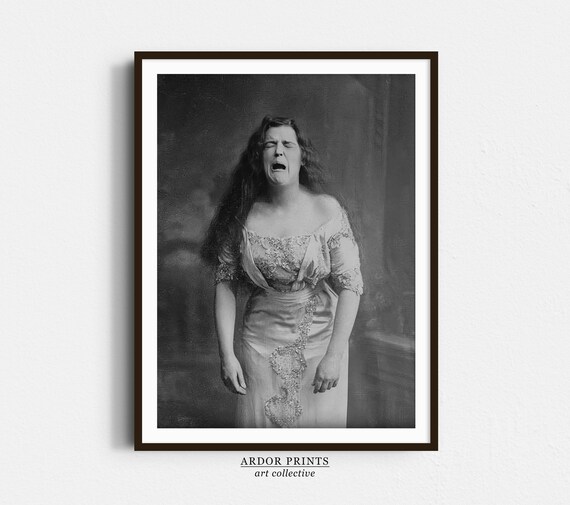 Woman Caught Mid Sneeze Vintage Victorian Photo Black and White Poster