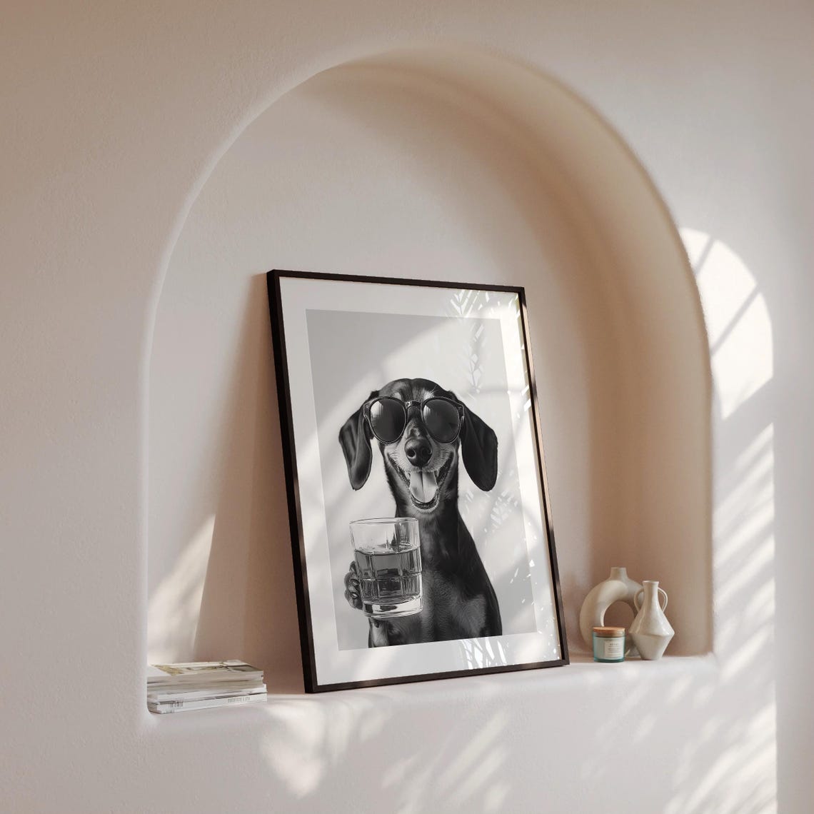 Dachshund Holding Whiskey Glass Wearing Sunglasses Funny Dog Poster - Image 4
