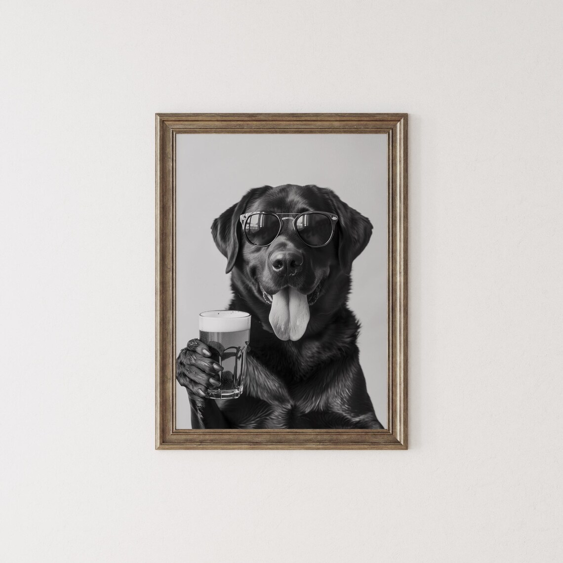 Labrador Holding Beer Funny Dog Print, Bar Cart Decor - Image 2