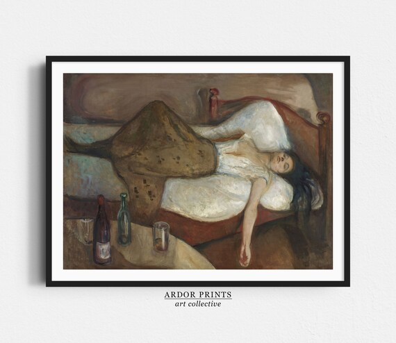 Woman Reclining After Big Night Out Vintage Oil Painting Print