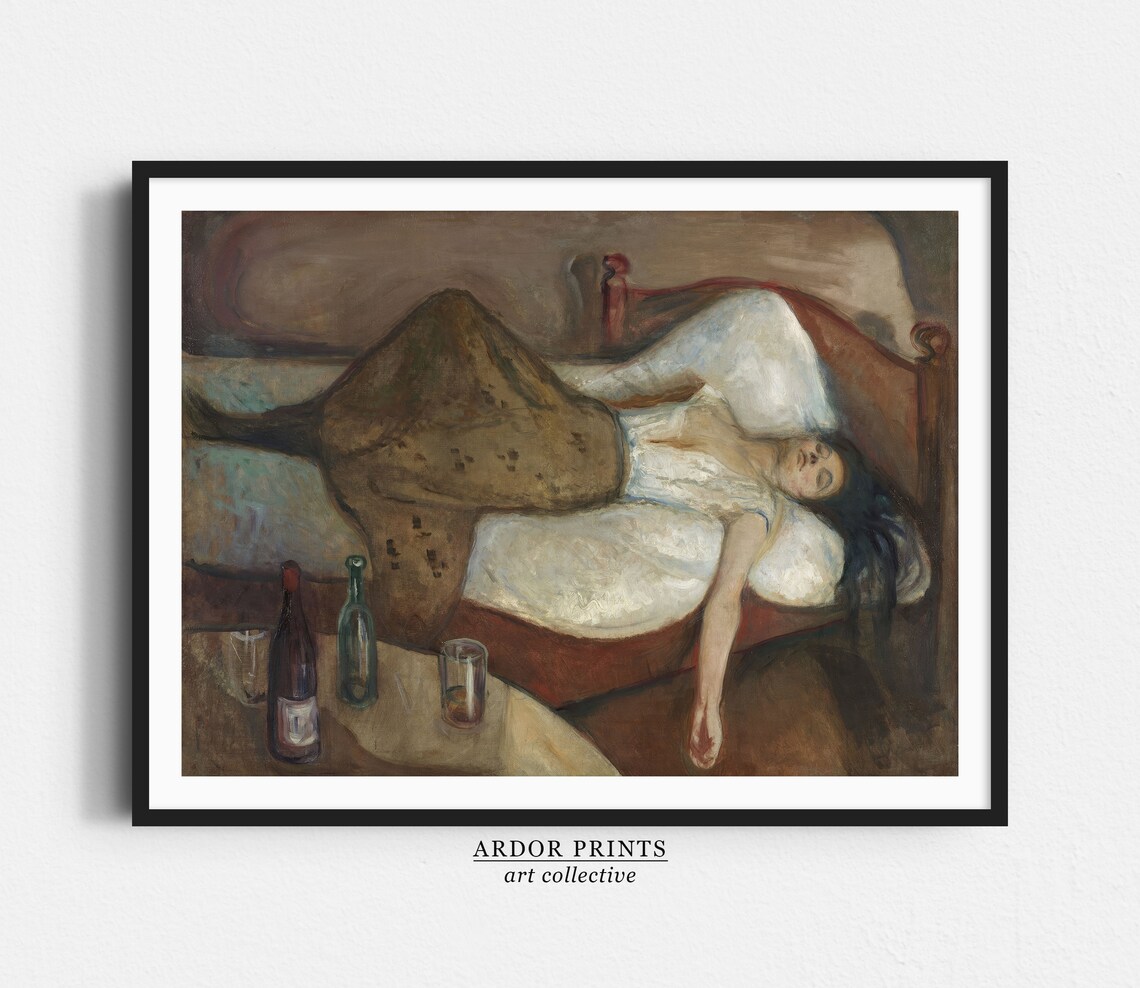 Woman Reclining After Big Night Out Vintage Oil Painting Print