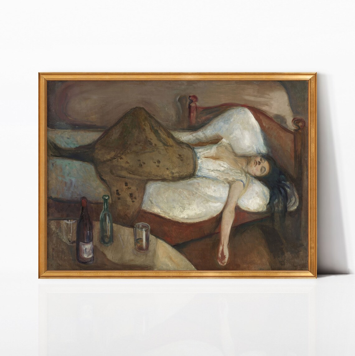 Woman Reclining After Big Night Out Vintage Oil Painting Print - Image 3