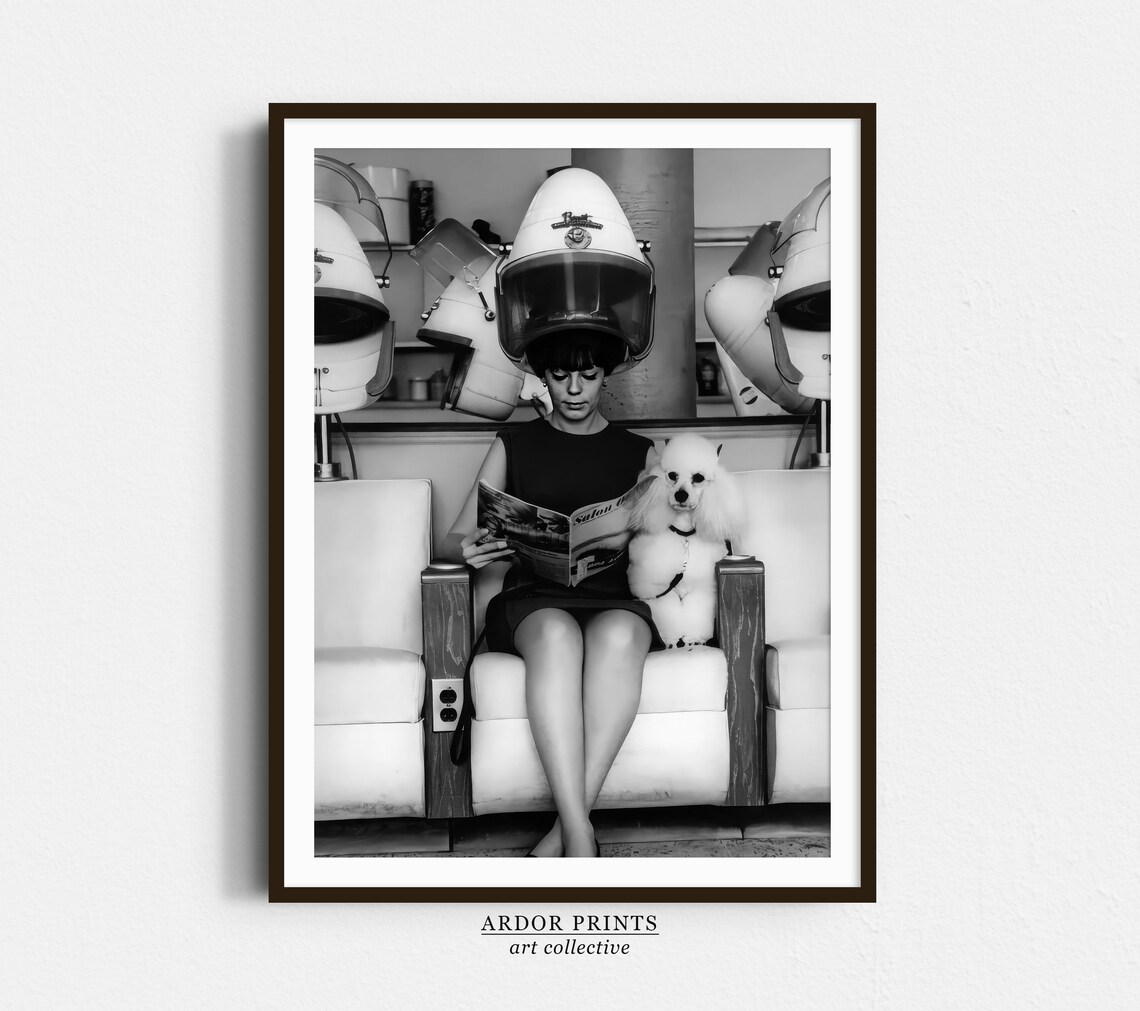 Woman And Poodle In Beauty Salon Vintage Art Print