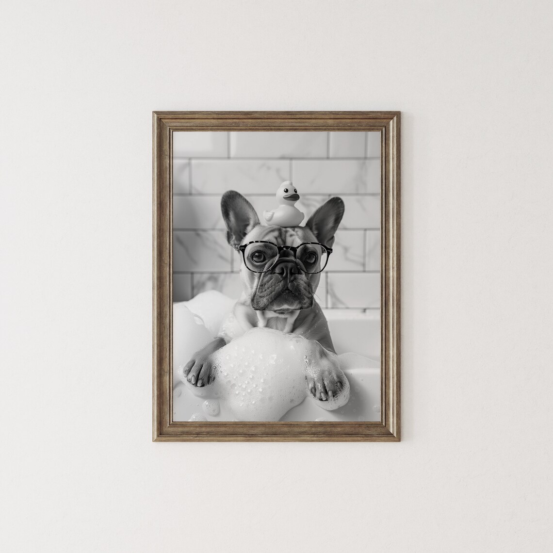 Frenchie Bath Dog and Rubber Duck Poster - Image 2
