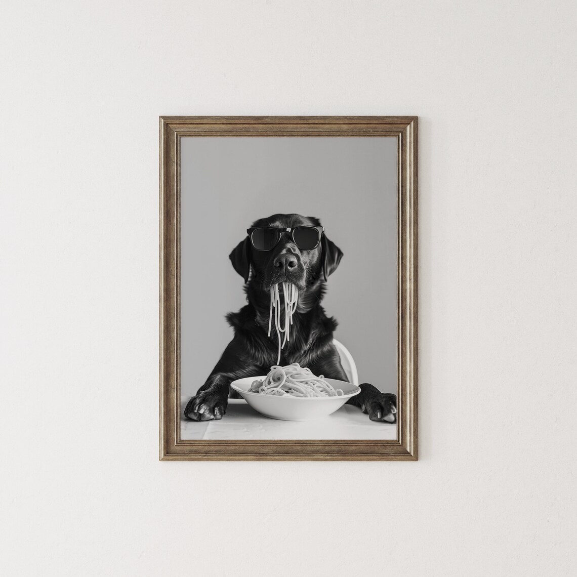 Labrador Eating Pasta, Funny Dog Kitchen Art Print - Image 2