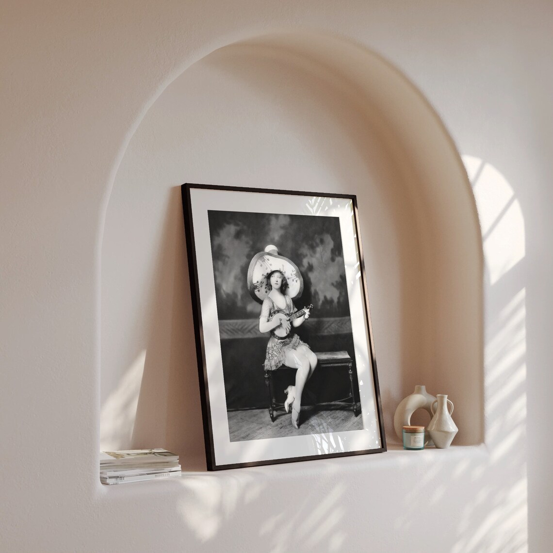 Woman With Oversized Sombrero Holding Banjo Vintage Stage Costume Poster - Image 4