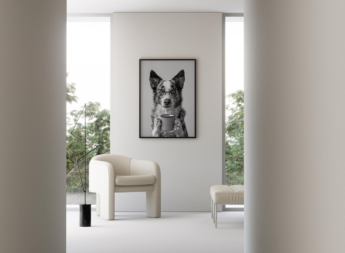 Australian Cattle Dog Drinking Coffee Poster Print - Image 3