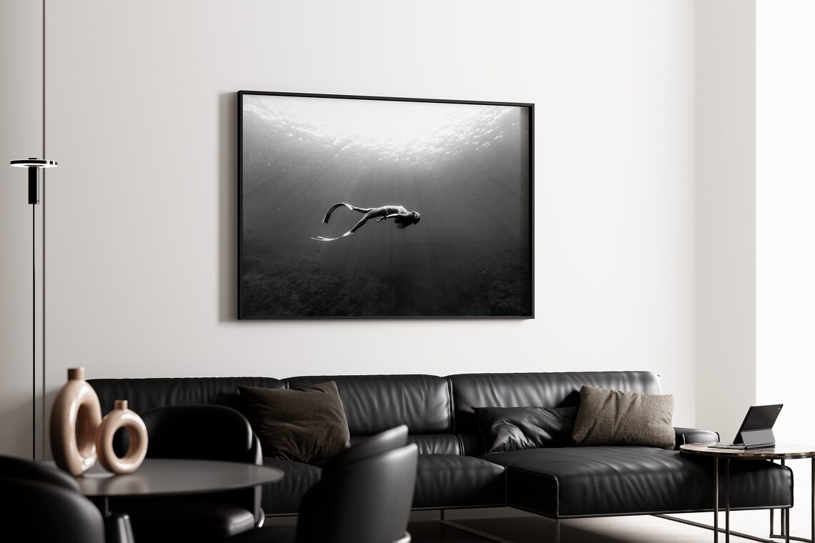 Graceful Woman Snorkeling In Ocean, Vintage Poster - Image 4