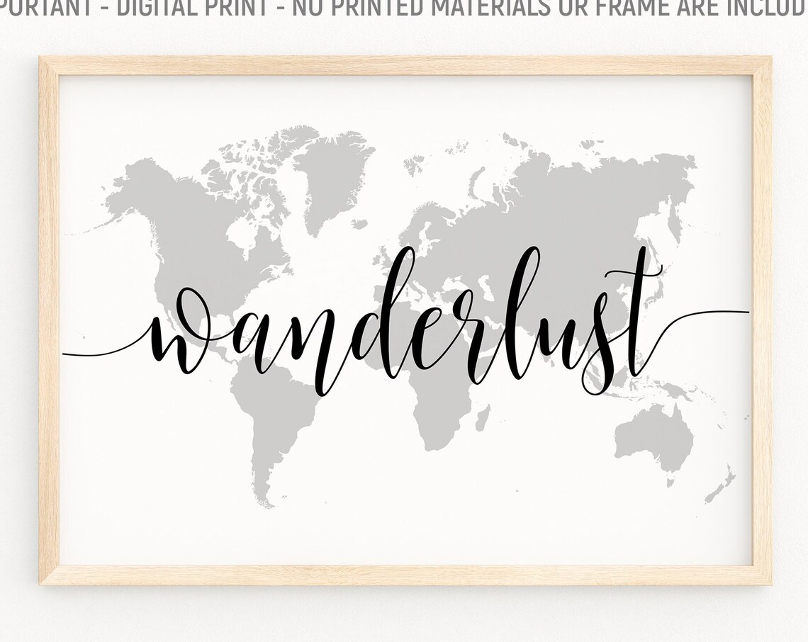 Wanderlust World Map, Inspirational Travel Gift