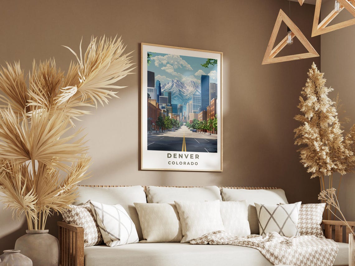 Denver Colorado Skyline Rocky Mountains Downtown Travel Poster - Image 3