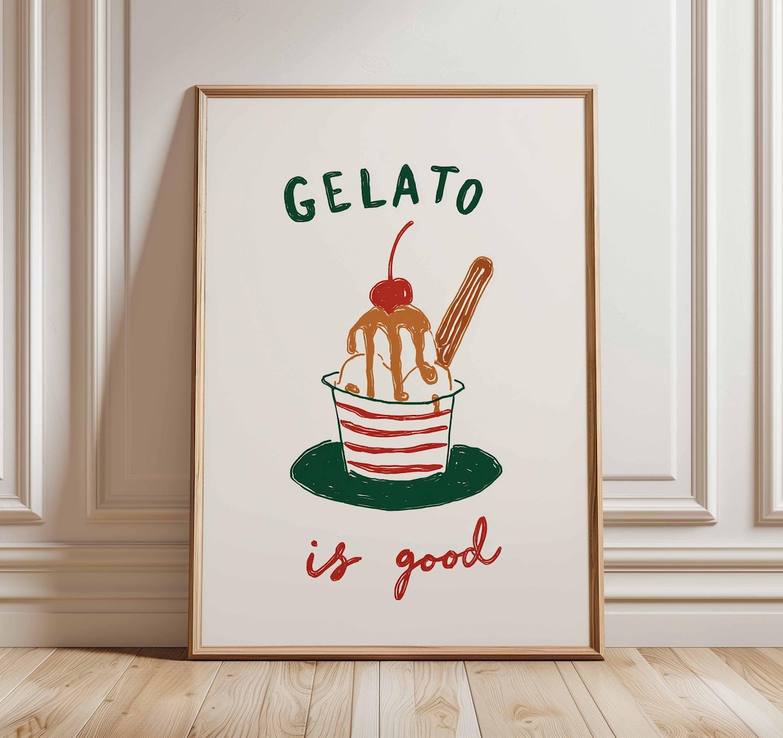 Gelato Poster, Vintage Italian Ice Cream Print
