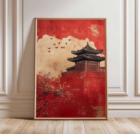 Japanese Wall Art Floral Print Katsushika Hokusai Poster Decor Oriental Nature Botanical
