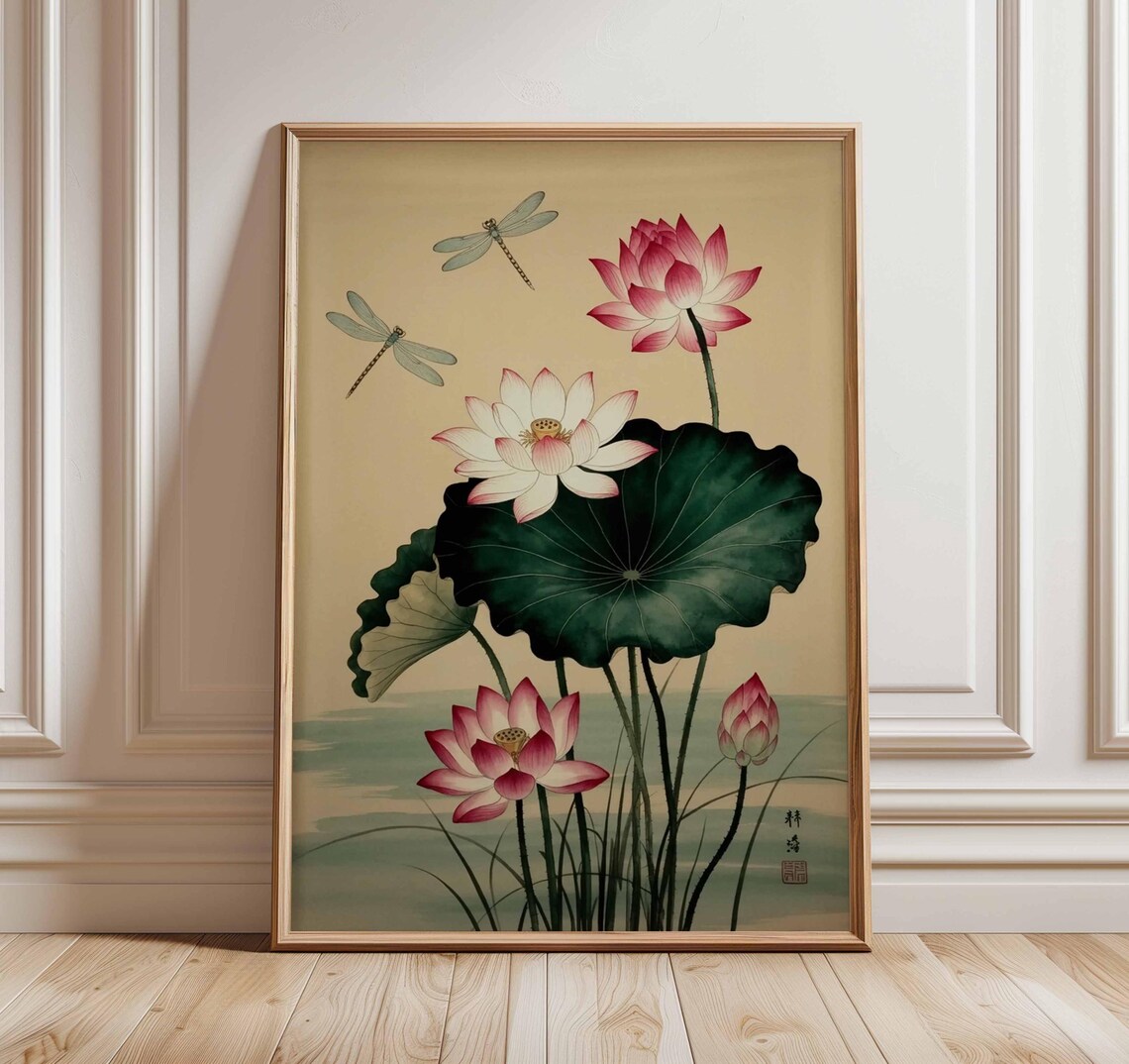 Lotus Flower Japanese Botanical Zen Art Print