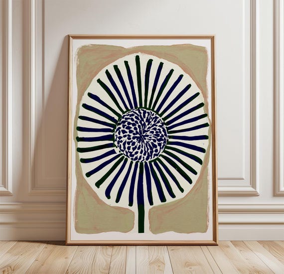 Burdock Seed Head Botanical Monoprint Poster