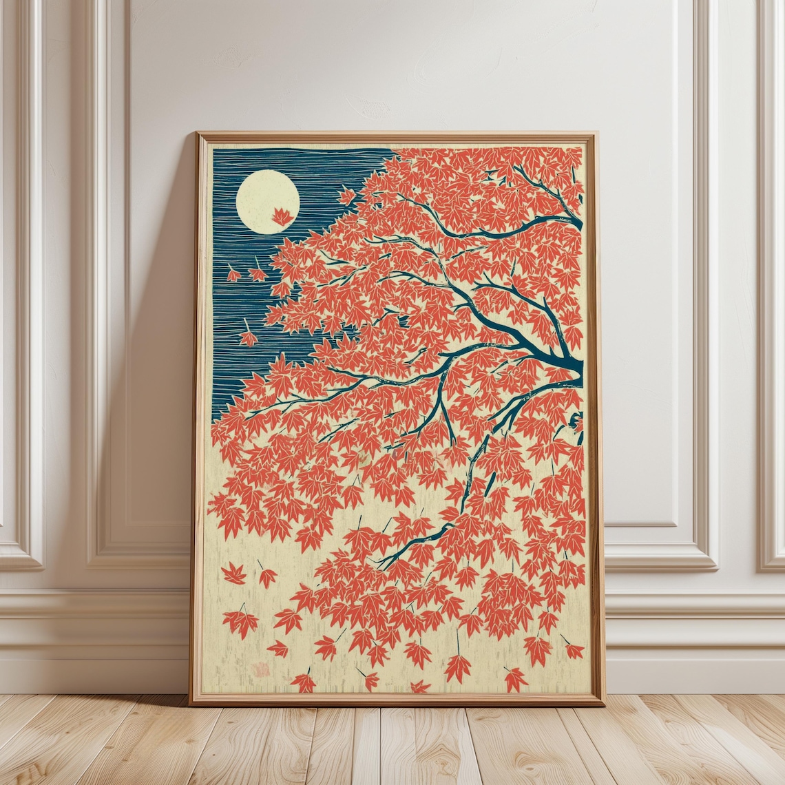 Japanese Maple Autumn Art Print, Vintage Landscape