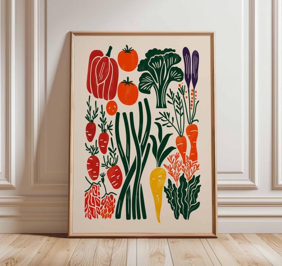 Vegetable Kitchen Wall Art Modern Botanical Poster Farmhouse Veggie Print Scandinavian Decor Colorful Foodie