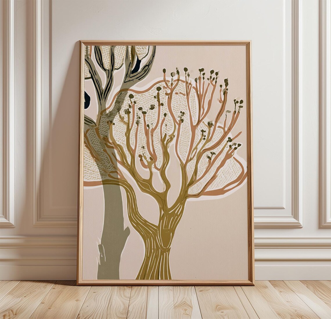 Abstract Tree Poster, Neutral Botanical Art Print