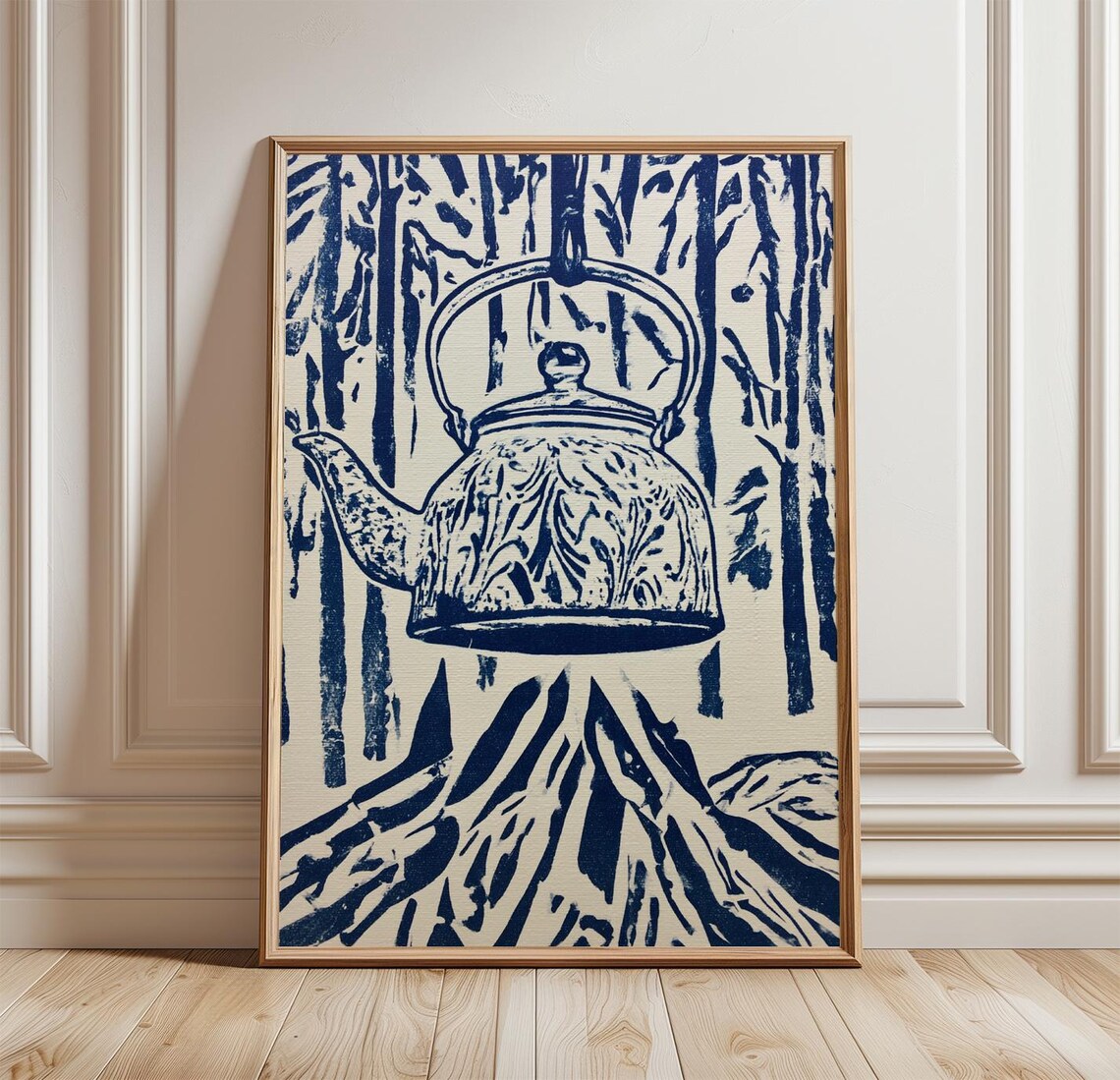 Vintage Camping Kettle, Rustic Cabin Art Print