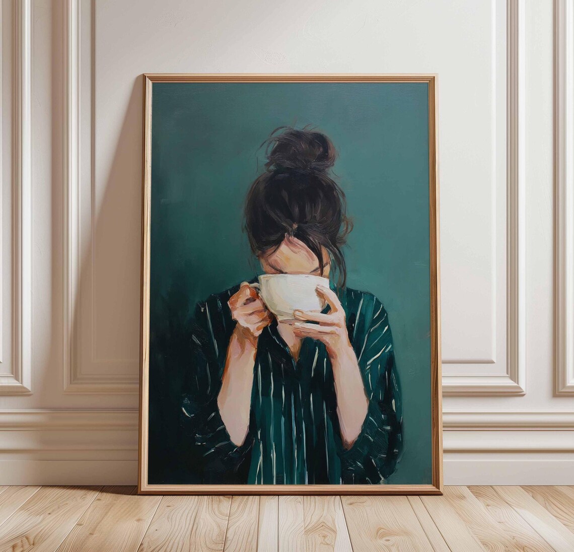 Minimalist Woman Drinking Coffee Poster Art Print