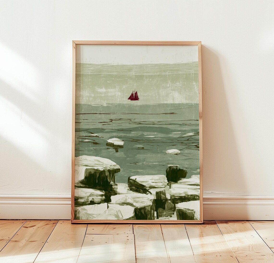 Coastal Landscape, Minimal Seascape Poster Print