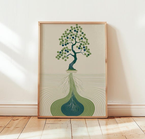 Green Tree Poster, Minimal Botanical Art Print