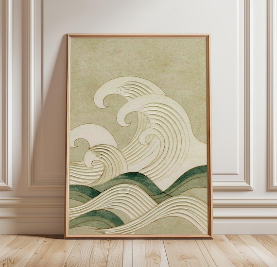 Ocean Waves Poster, Minimal Sea Art Print
