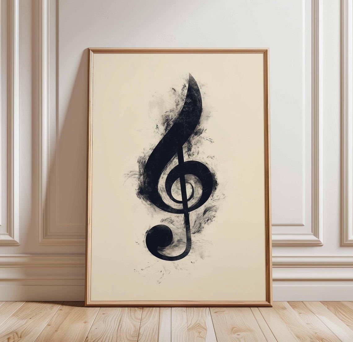 Black Treble Clef Ink Music Note Minimalist Wall Decor Art Print
