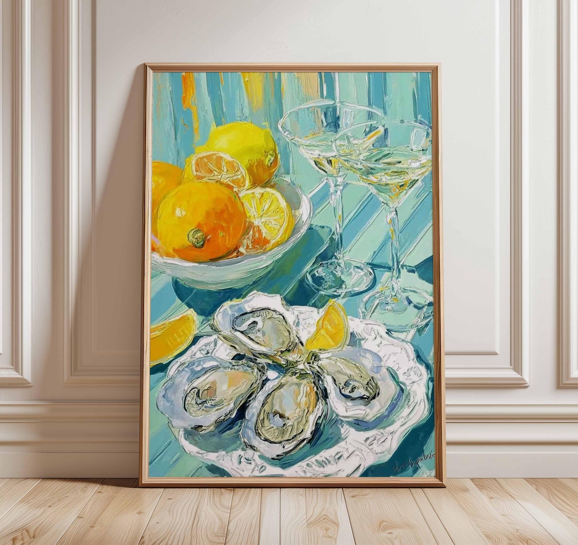 Oyster Wall Art, Citrus Kitchen Poster