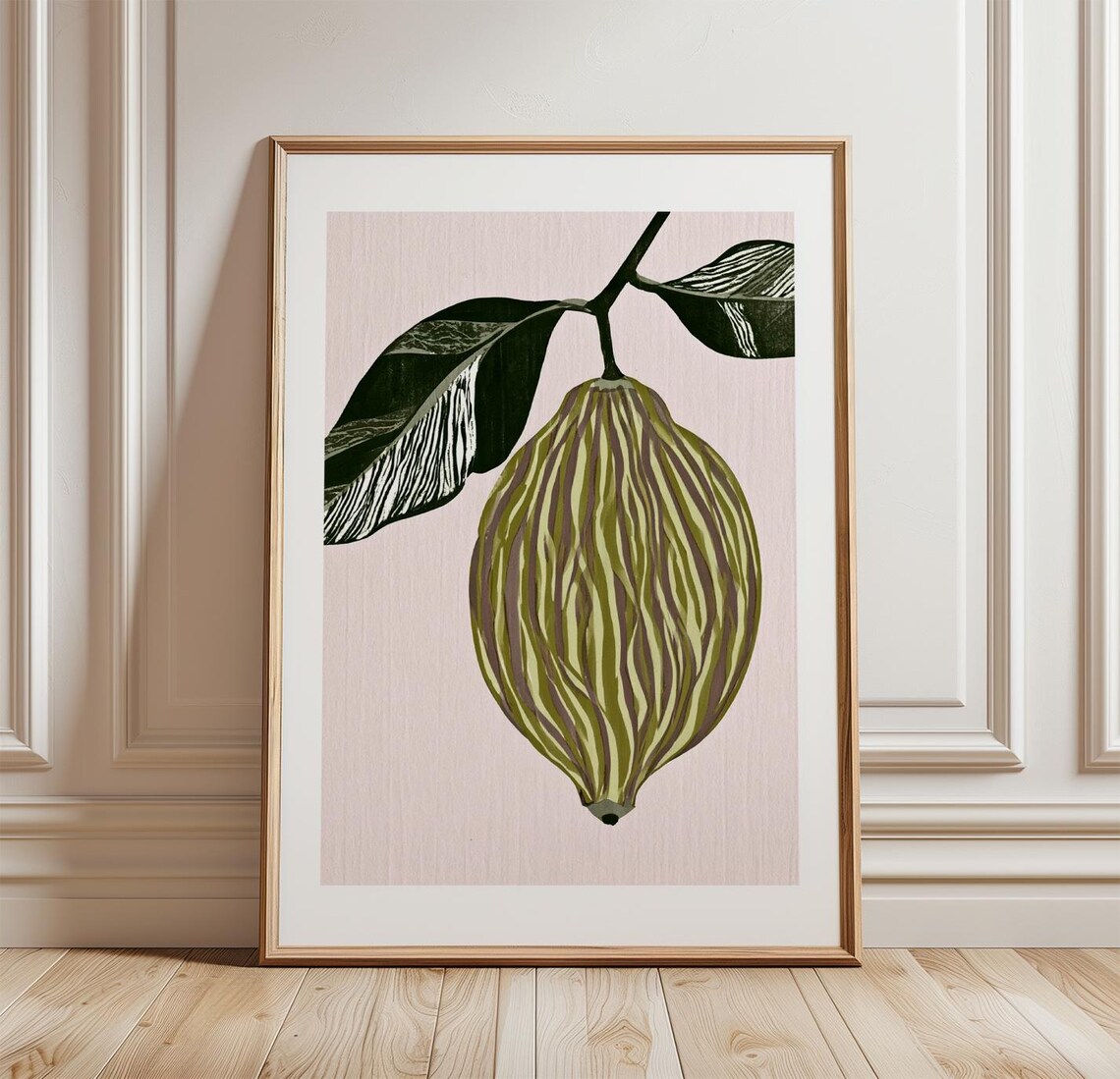 Lemon Fruit Poster, Minimalist Citrus Art Print
